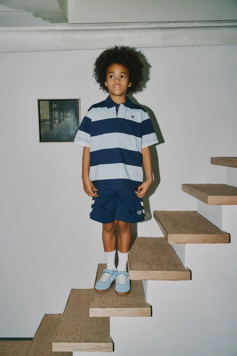 Hummel JR Loose Striped Piké, Dress Blue, 122-128