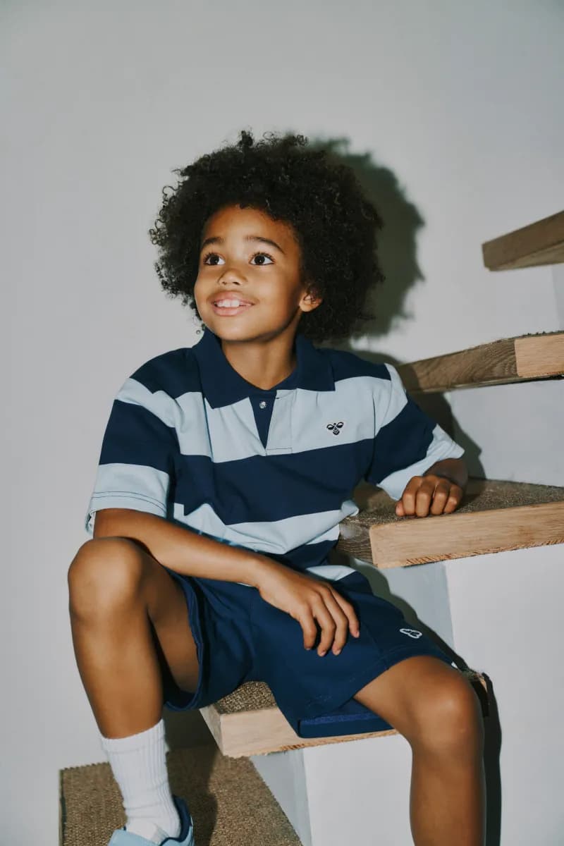 Hummel JR Loose Striped Piké, Dress Blue, 110-116