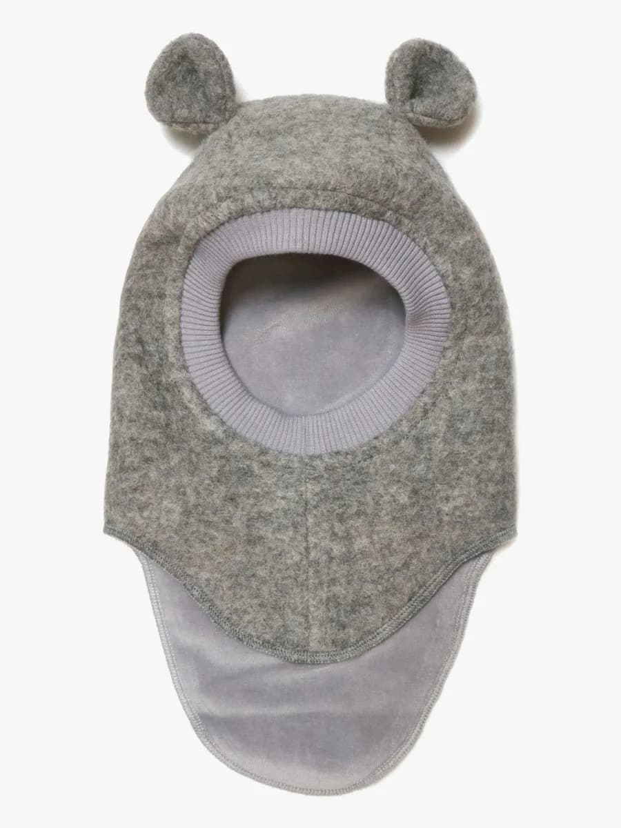 Huttelihut Balaklava Merinoull med Öron, Medium Grey Melange, 48