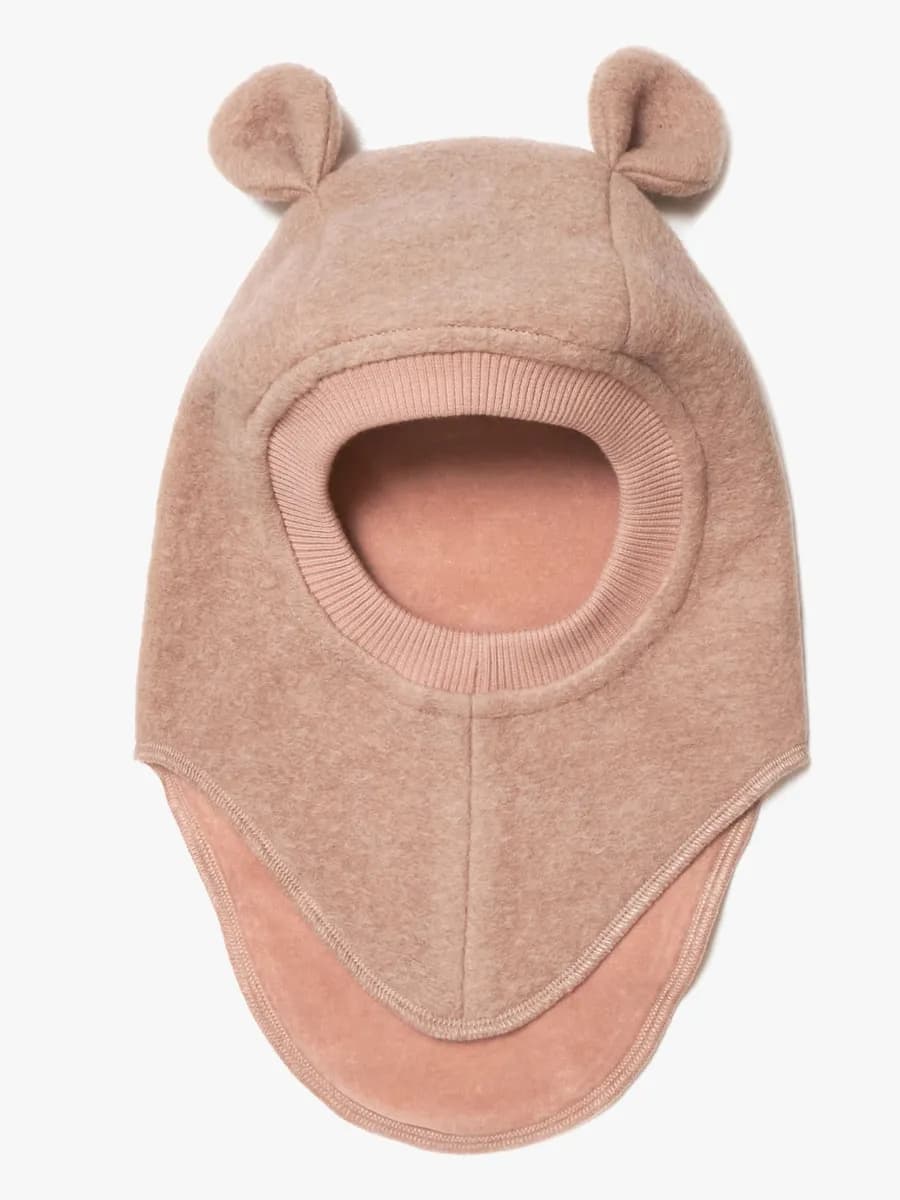 Huttelihut Balaklava Merinoull med Öron, Rose Melange, 52