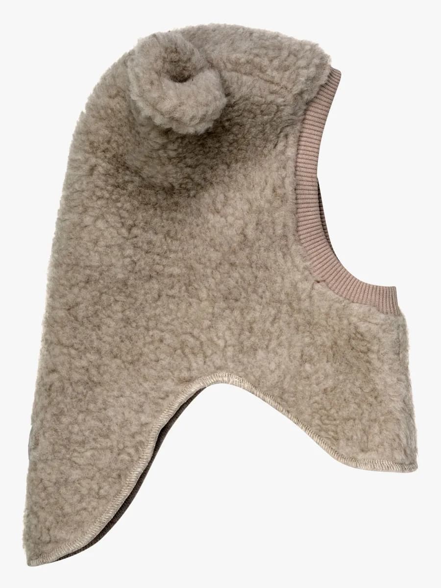 Huttelihut Teddybalaklava med Öron Merinoull, Camel Melange, 48