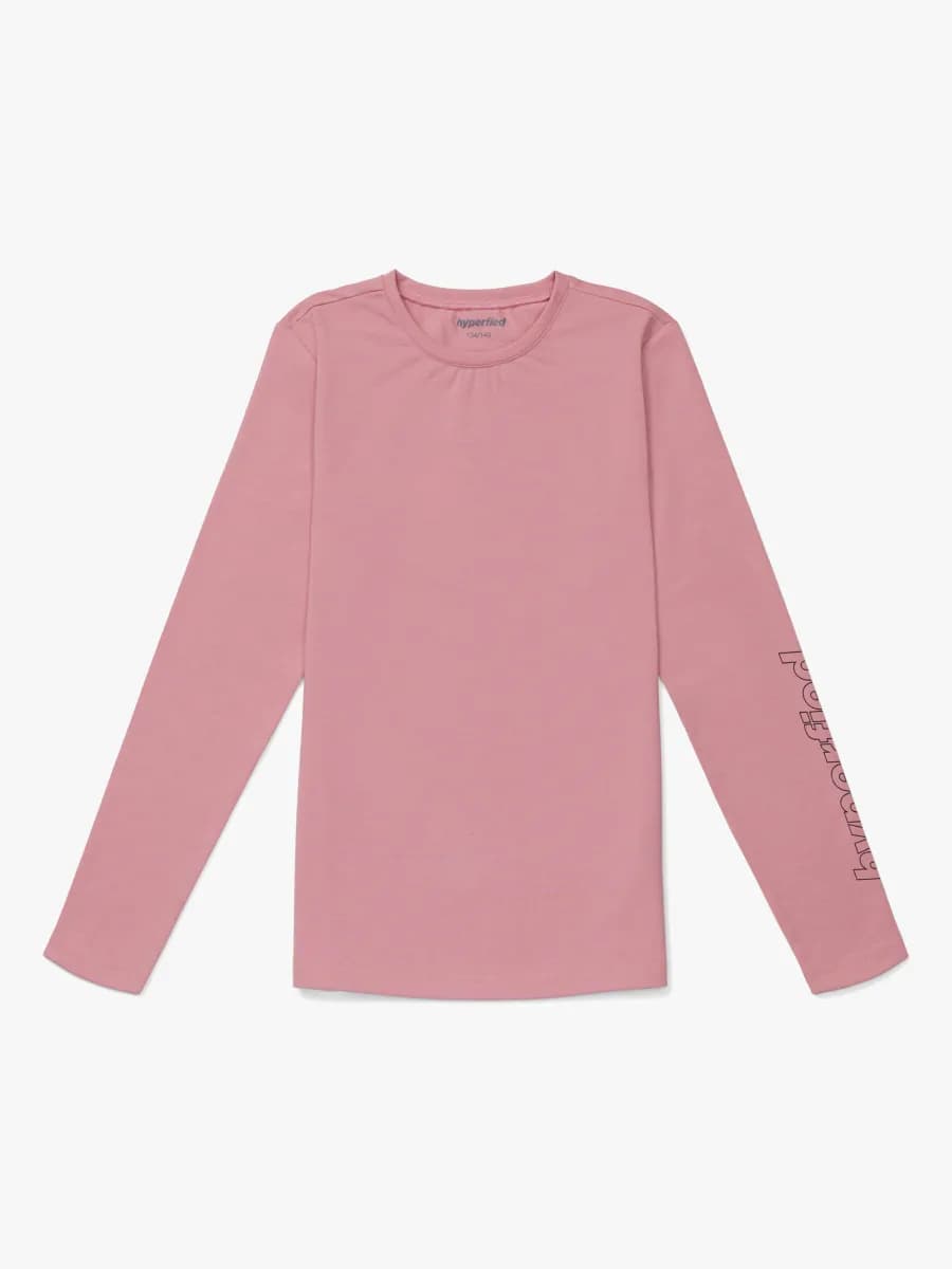 Hyperfied Jersey Logo Long Sleeve Top, Blush 110-116