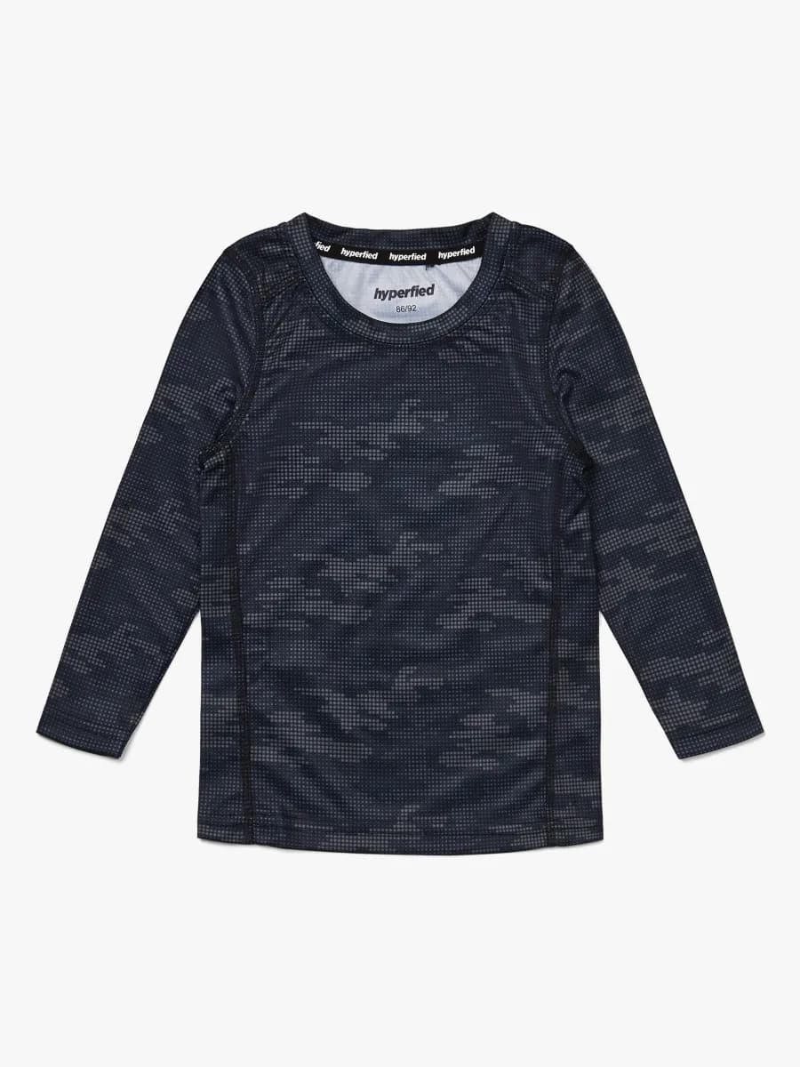 Hyperfied Long Sleeve Logo T-Shirt, Grey Camo 98-104