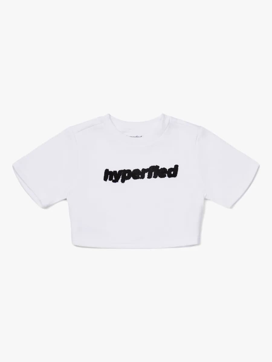 Hyperfied Short Sleeve Logo Sweatshirt, Snow White 158-164