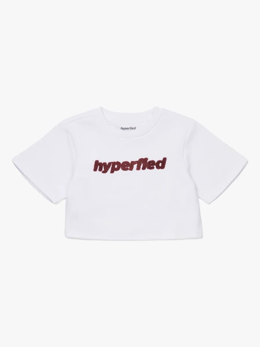 Hyperfied Short Sleeve Logo Sweatshirt, Snow White 146-152
