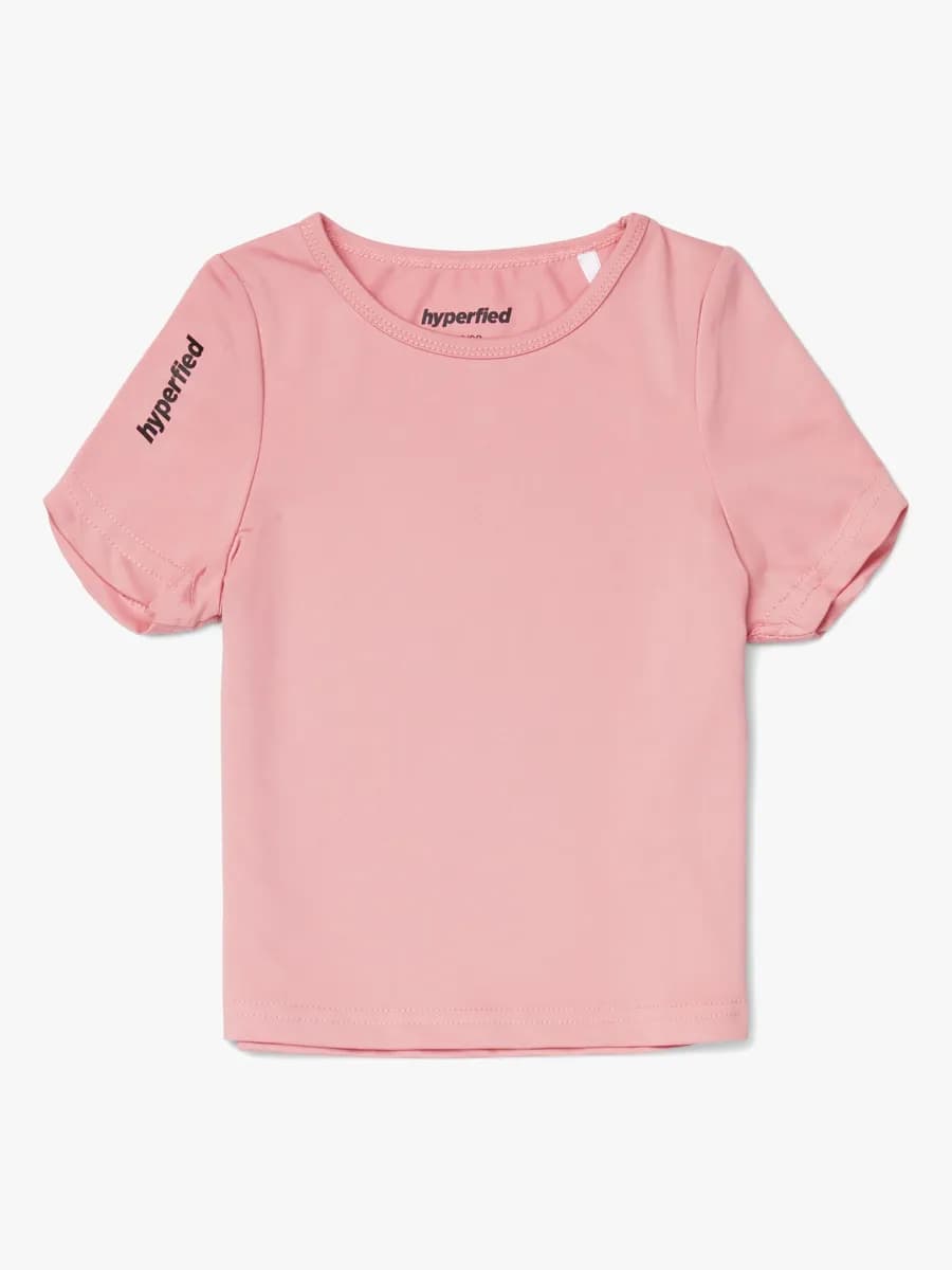 Hyperfied Short Sleeve Logo Top, Blush 110-116