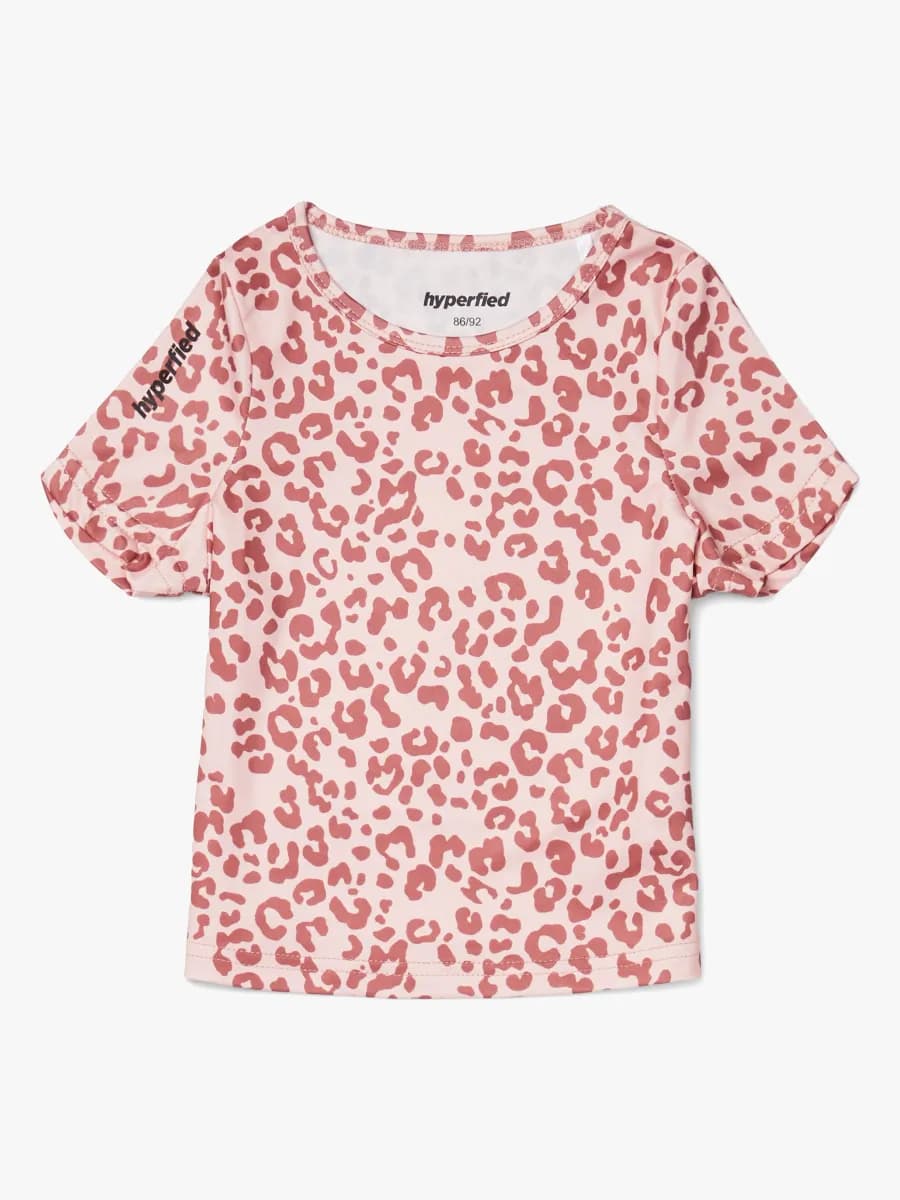 Hyperfied Short Sleeve Logo Top, Pink Leo 110-116