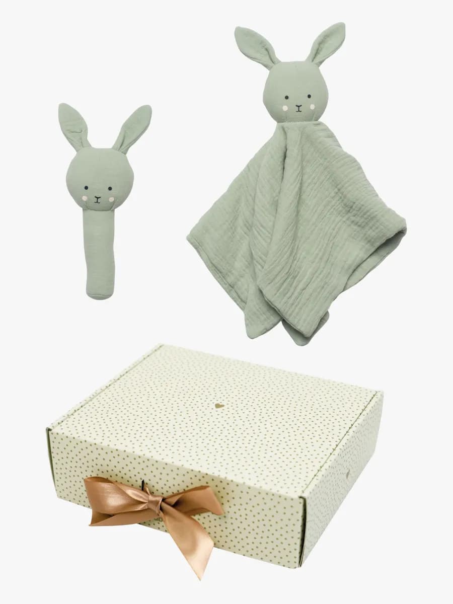 Jabadabado presentkit snuttefilt/skallra, bunny grön