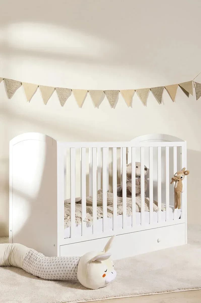 JLY ALVA Lux Spjälsäng med lådor, Vit &  BabyMatex Madrass