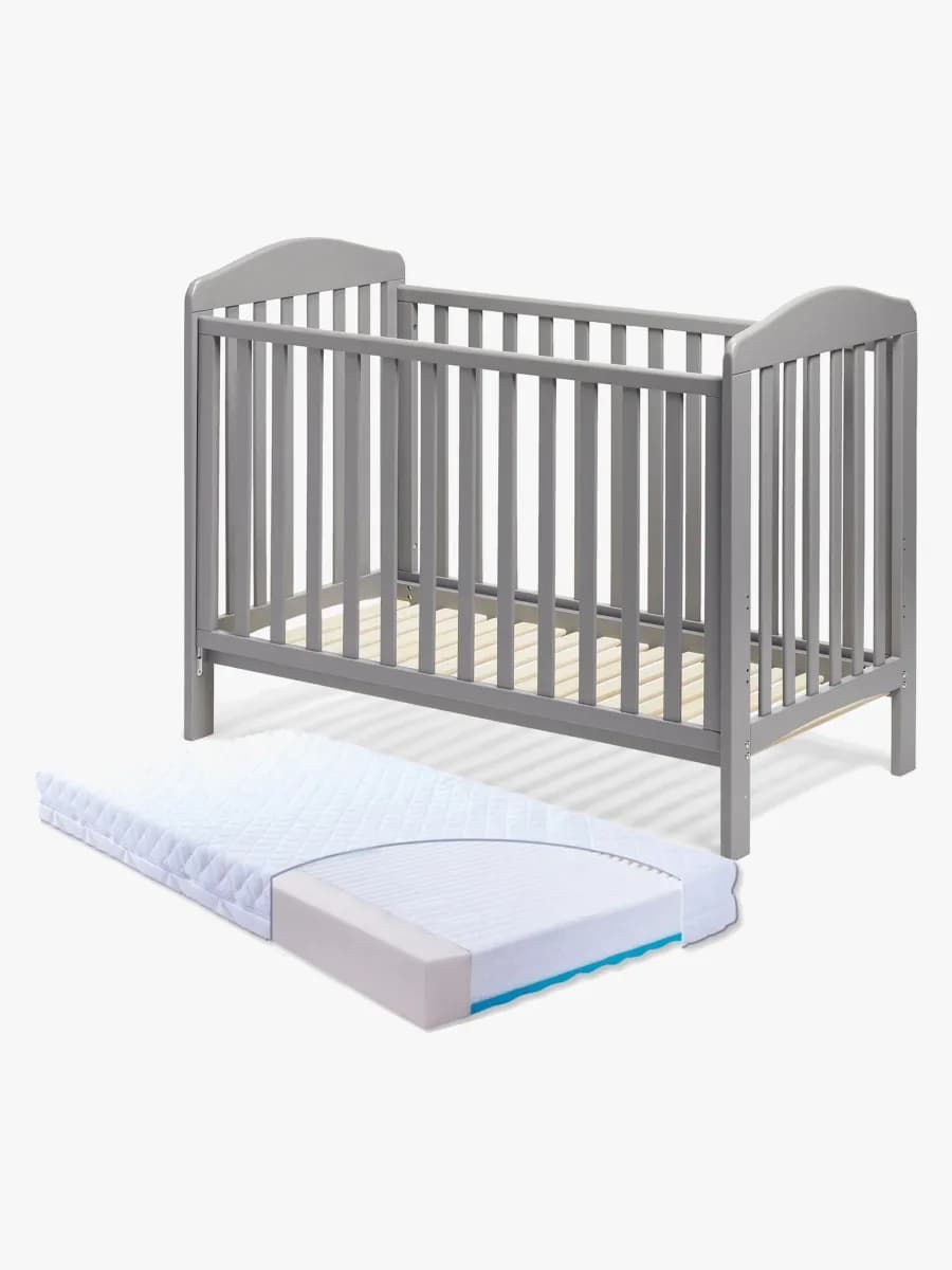 JLY ELLA Dream Lux Dropside Spjälsäng, Grå &  BabyMatex Madrass
