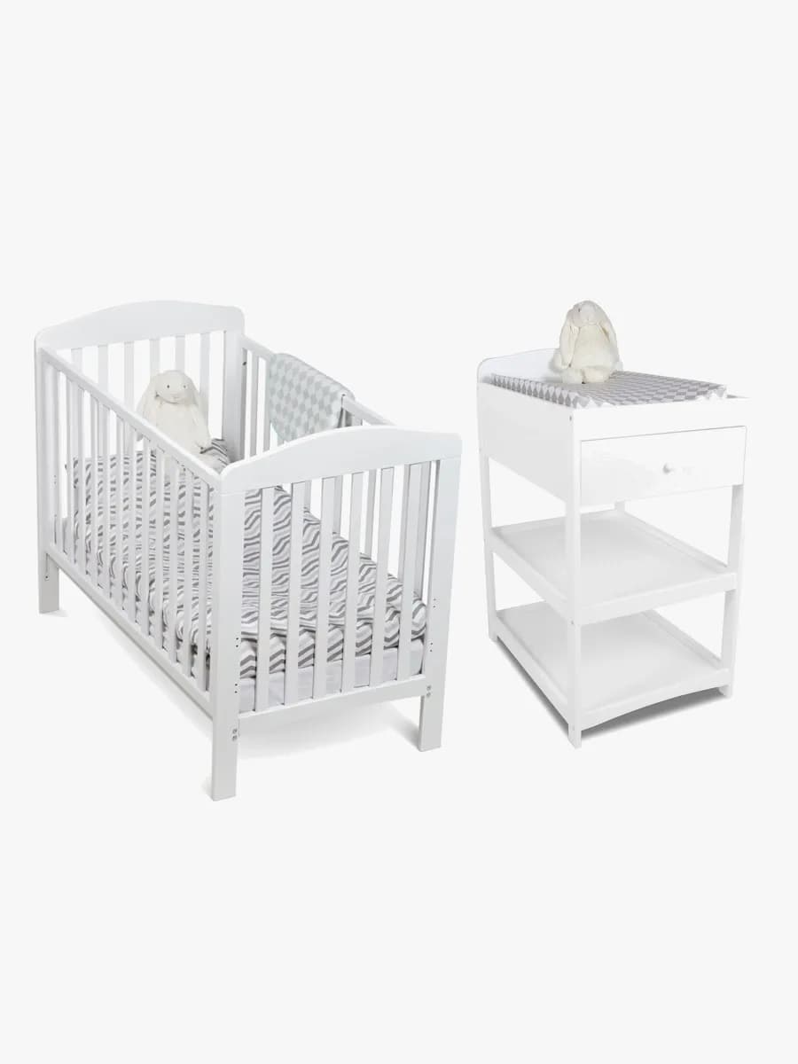 JLY ELLA Spjälsäng Dropside &  Skötbord Dream Lux Vit