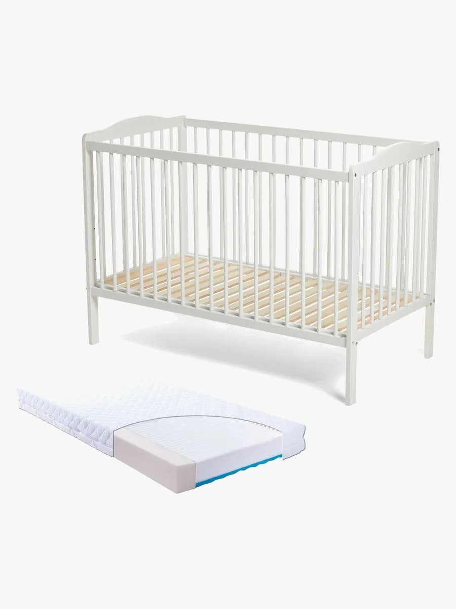 JLY MAJA Dream Spjälsäng Med Madrass Carpathia 60x120, Vit