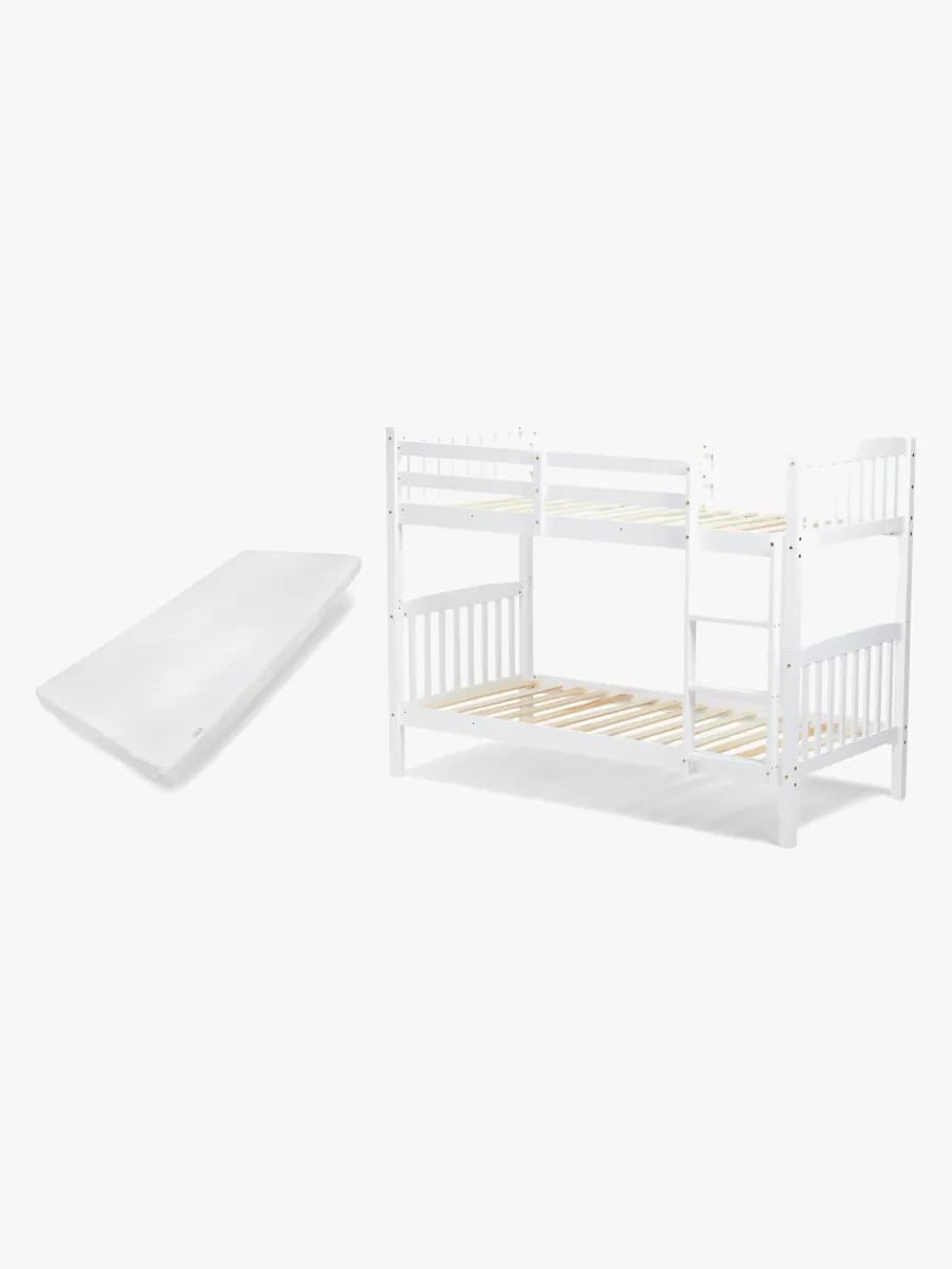JLY OLIVIA Våningsäng med Skummadrass 90x190, Vit, Barnsäng, Juniorsäng