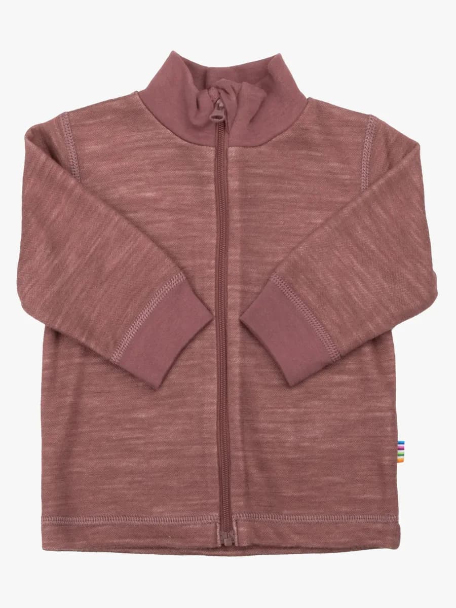 Joha Tröja Zip Merinomix, Dark Rose, 100