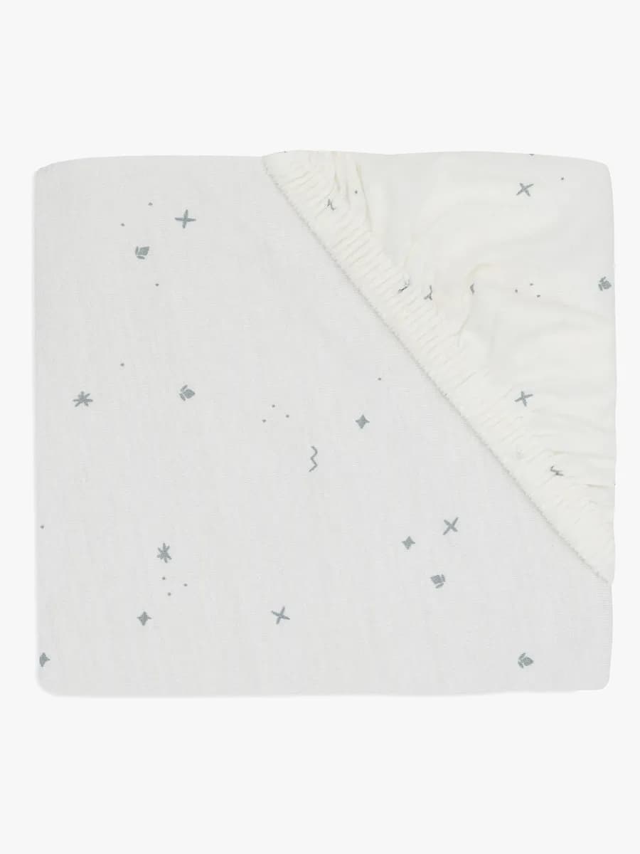 Jollein Dra-på-lakan Twinkling 60x120, Off white/Sea Green