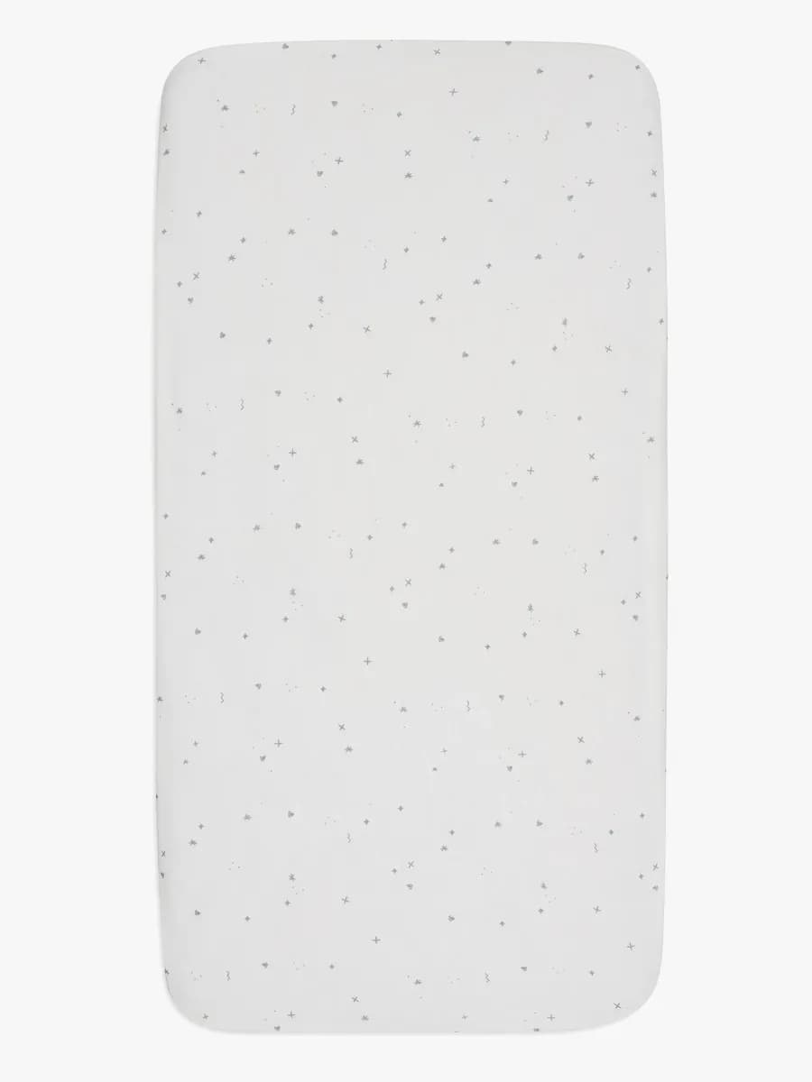 Jollein Dra-på-lakan Twinkling 70/75x140/150, Off white/Sea Green