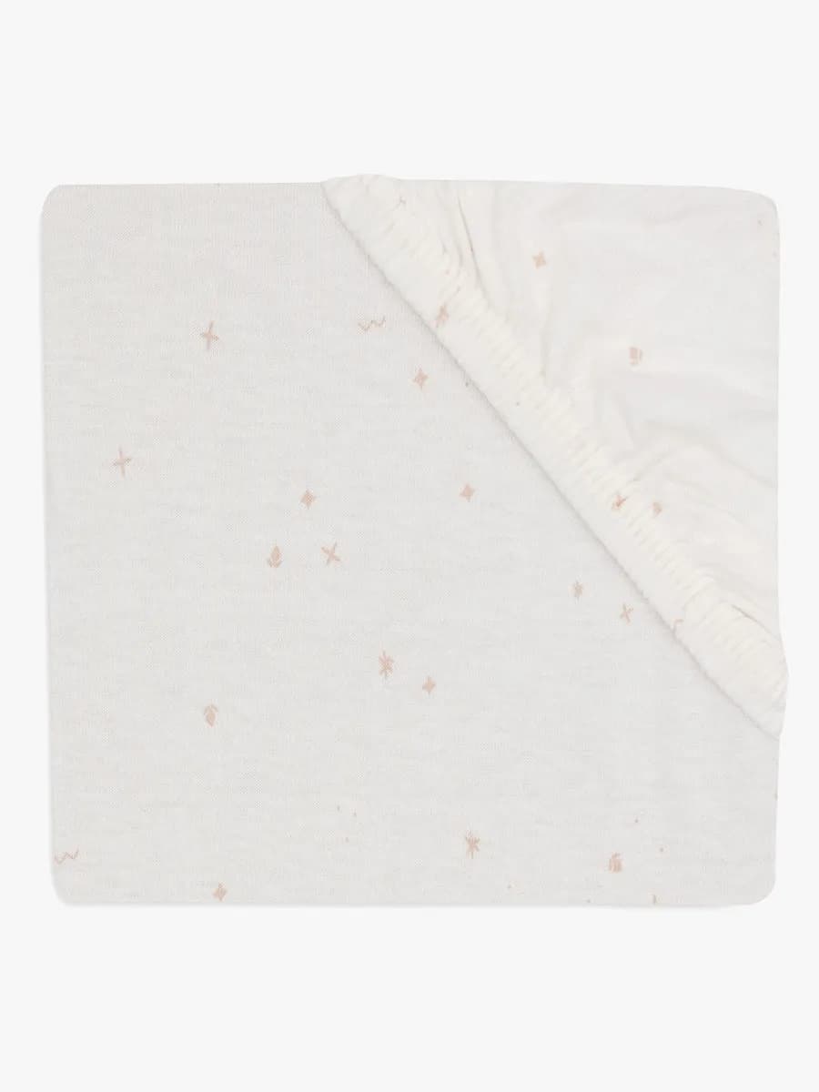Jollein Dra-på-lakan Twinkling 70/75x140/150, Off white/Wild Rose