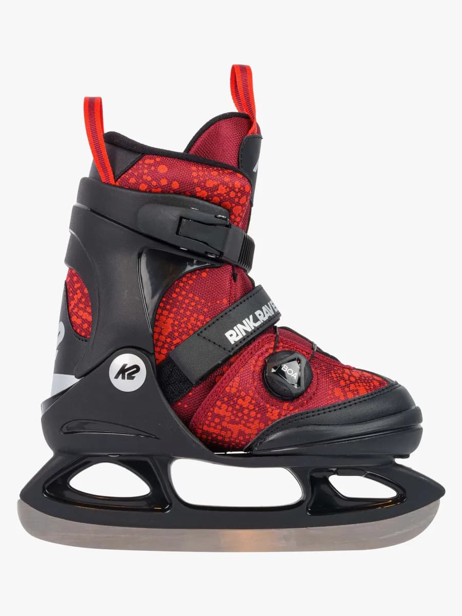 K2 Rink Raven Ice Boa Skridsko, Svart/Röd 29-34