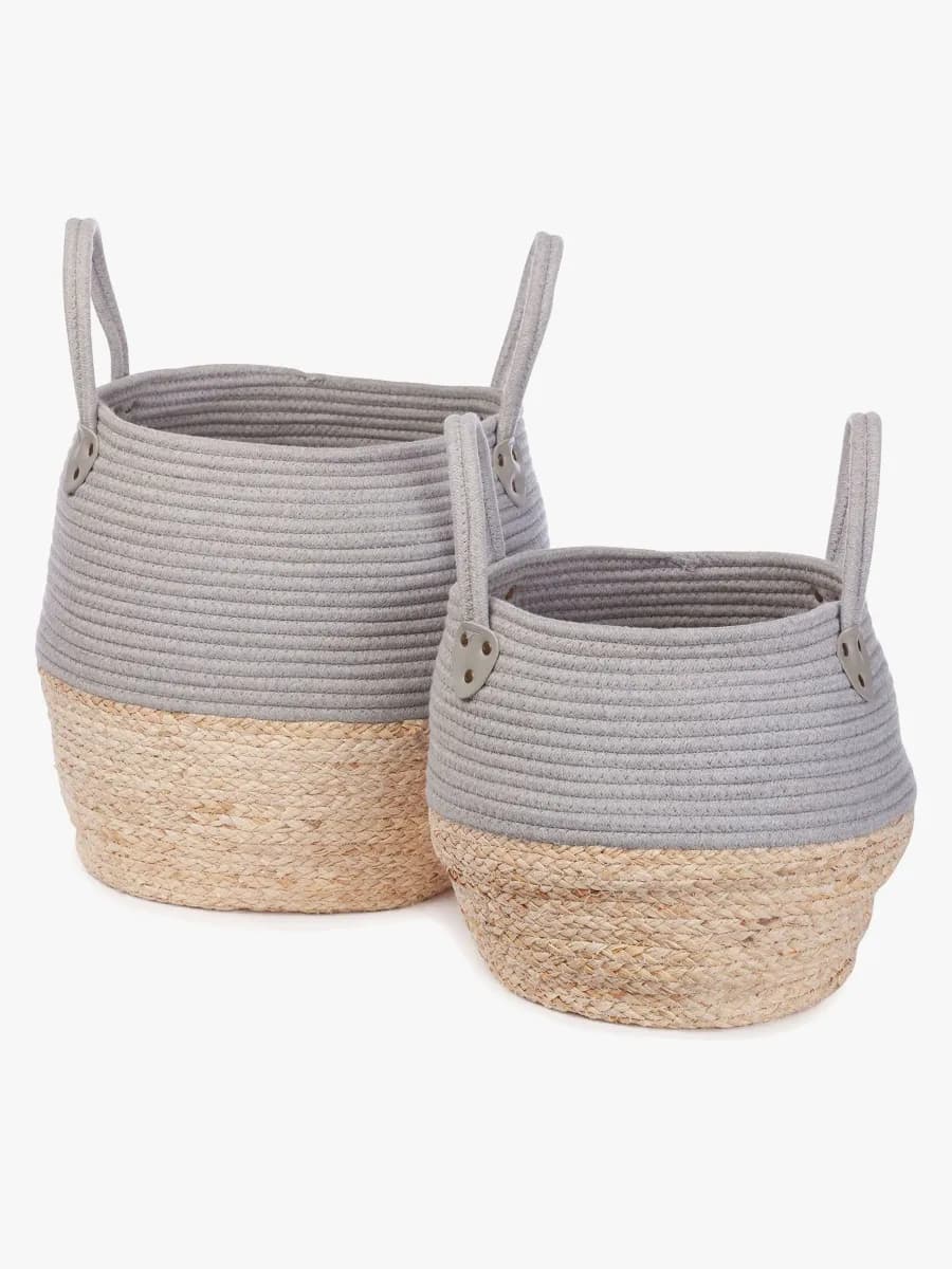 KidsDepot Kori Förvaringskorg 2-pack, Grey/Natural, Förvaring Barnrum
