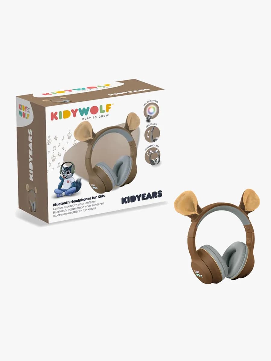 Kidywolf KIDYEARS Hörlurar Bluetooth med Magnetöron, Björn