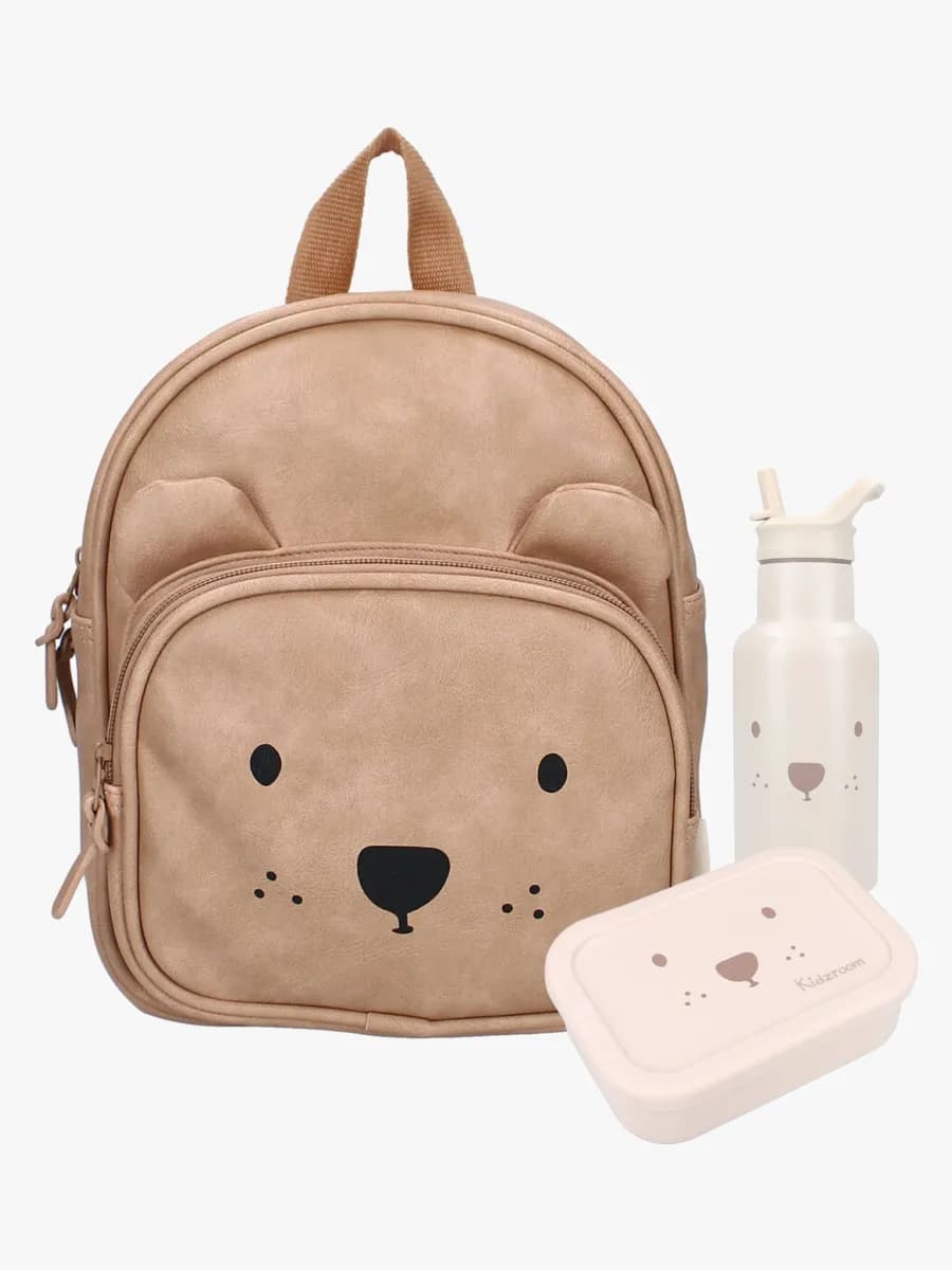 Kidzroom Beary Excited Ryggsäck 5L, Flaska &  Lunchbox, Sand