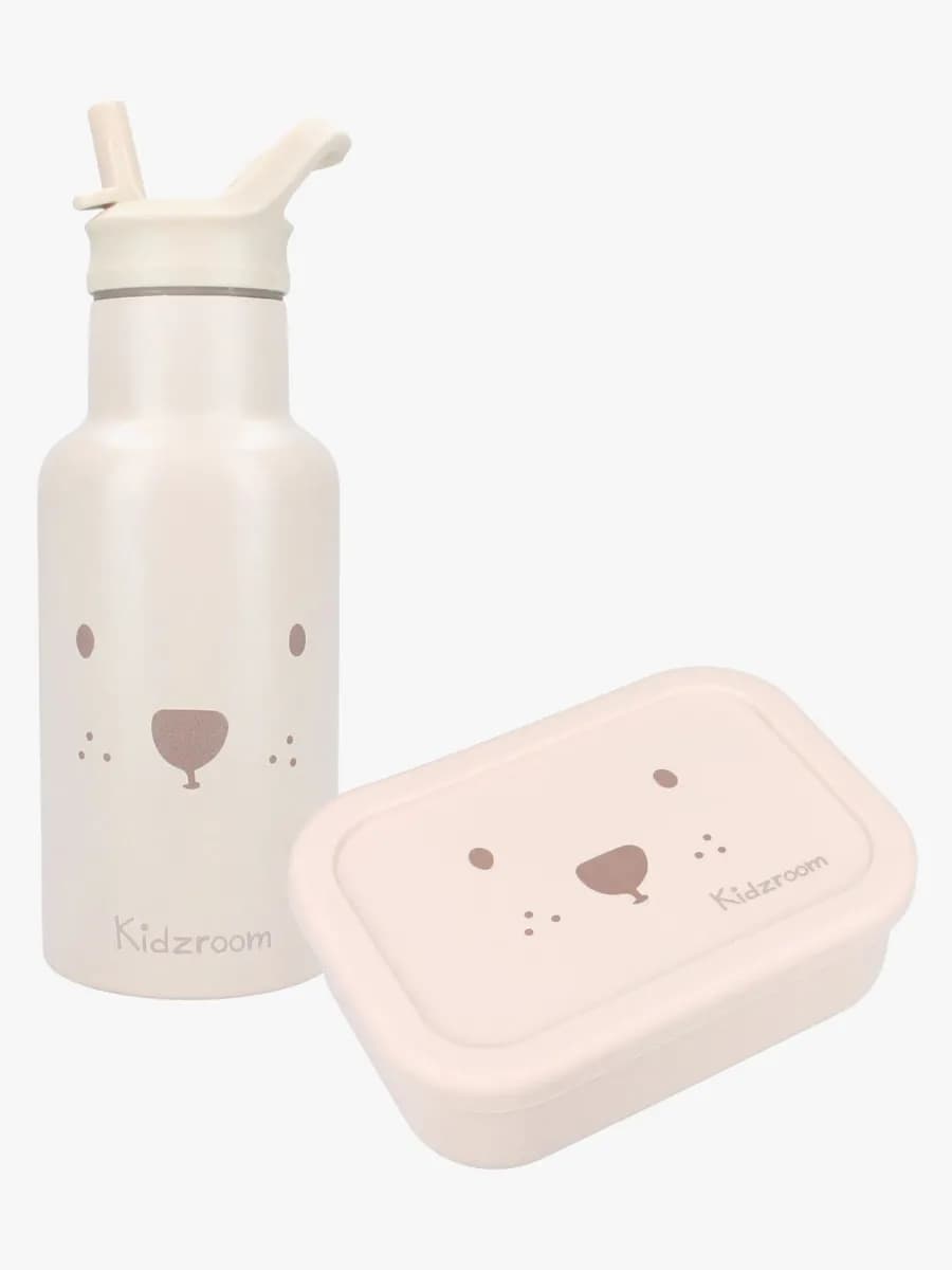 Kidzroom Stainless Steel Flaska &  Silikon Matlåda Beary Excited, Beige