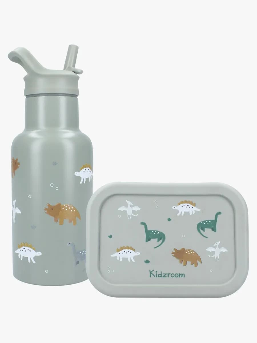 Kidzroom Stainless Steel Flaska &  Silikon Matlåda Small Talk, Grön