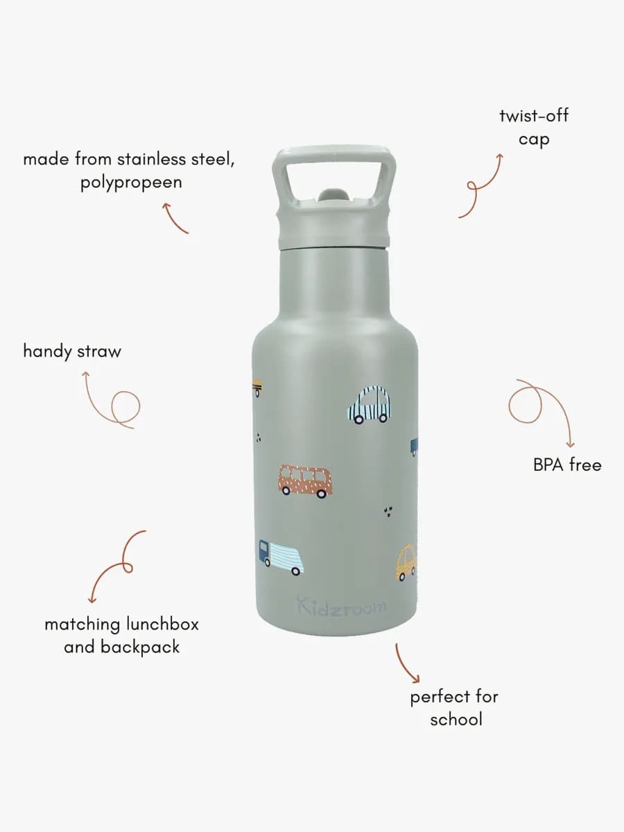 Kidzroom Stainless Steel Vattenflaska 350 ml Sweet Cuddles, Grön