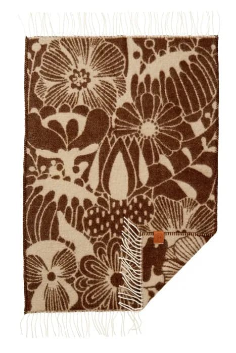 Klippan Yllefabrik Ullpläd Blomranka Baby (Brun/Beige)