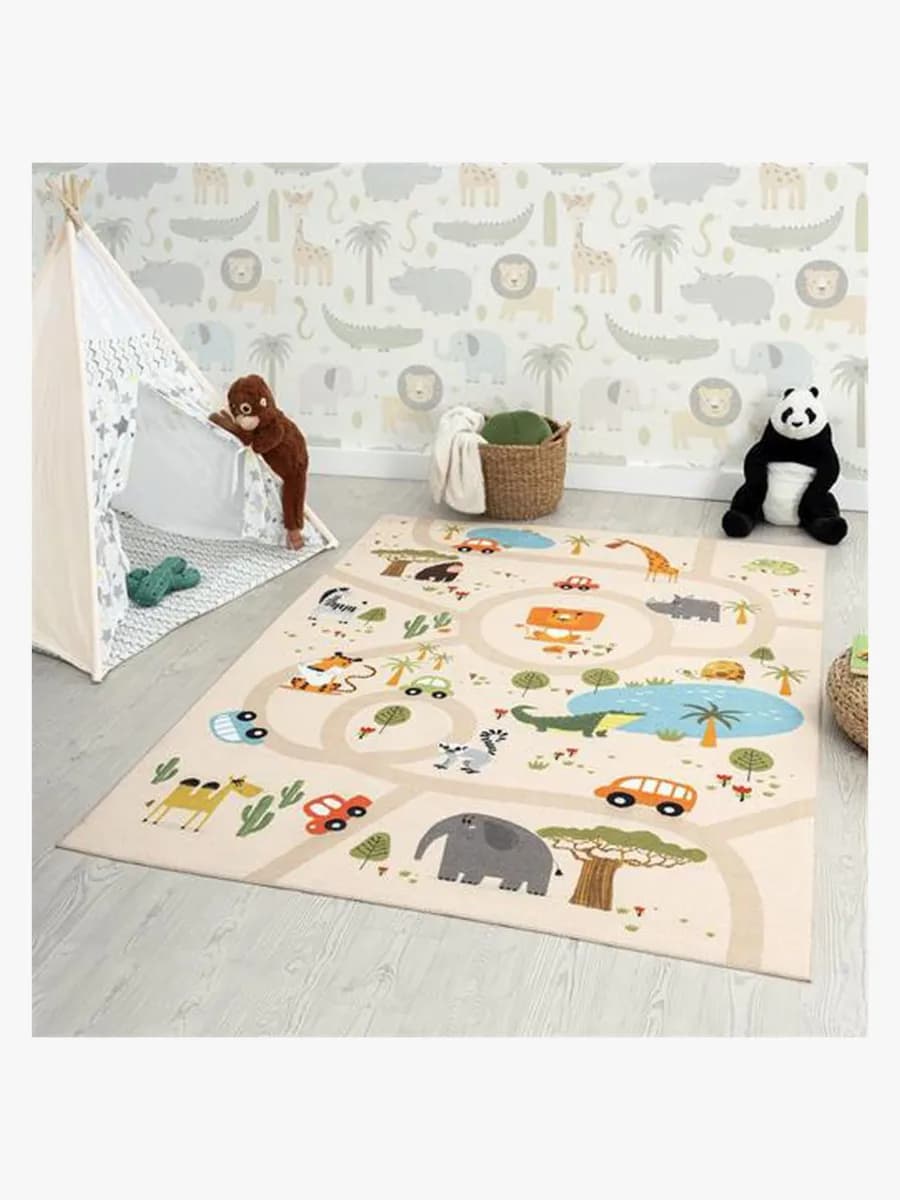 KMCarpets Animal Barnmatta 120 x 160, Linne, Barnrum