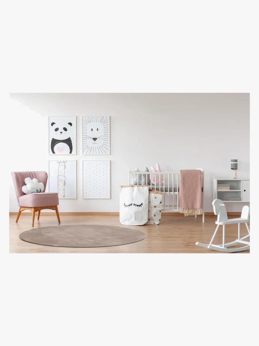 KMCarpets Barnmatta Rund 120, Soft Greige, Barnrum