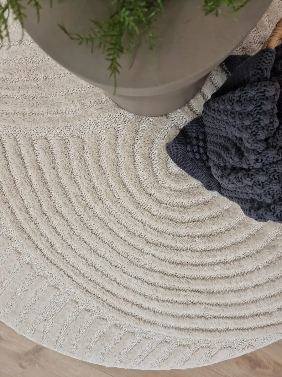 KMCarpets Doria Zen  Rund Barnmatta 120, Vit, Barnrum