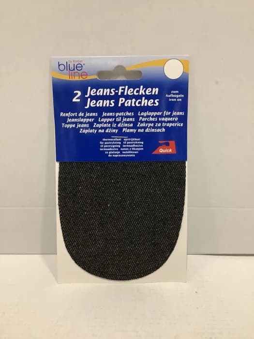 Laglappar till jeans, 2-pack Svart 15x10 cm