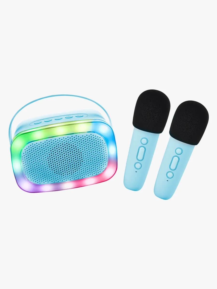 Lalarma Karaokeset med LED-ljus &  2 Mikrofoner, Blå