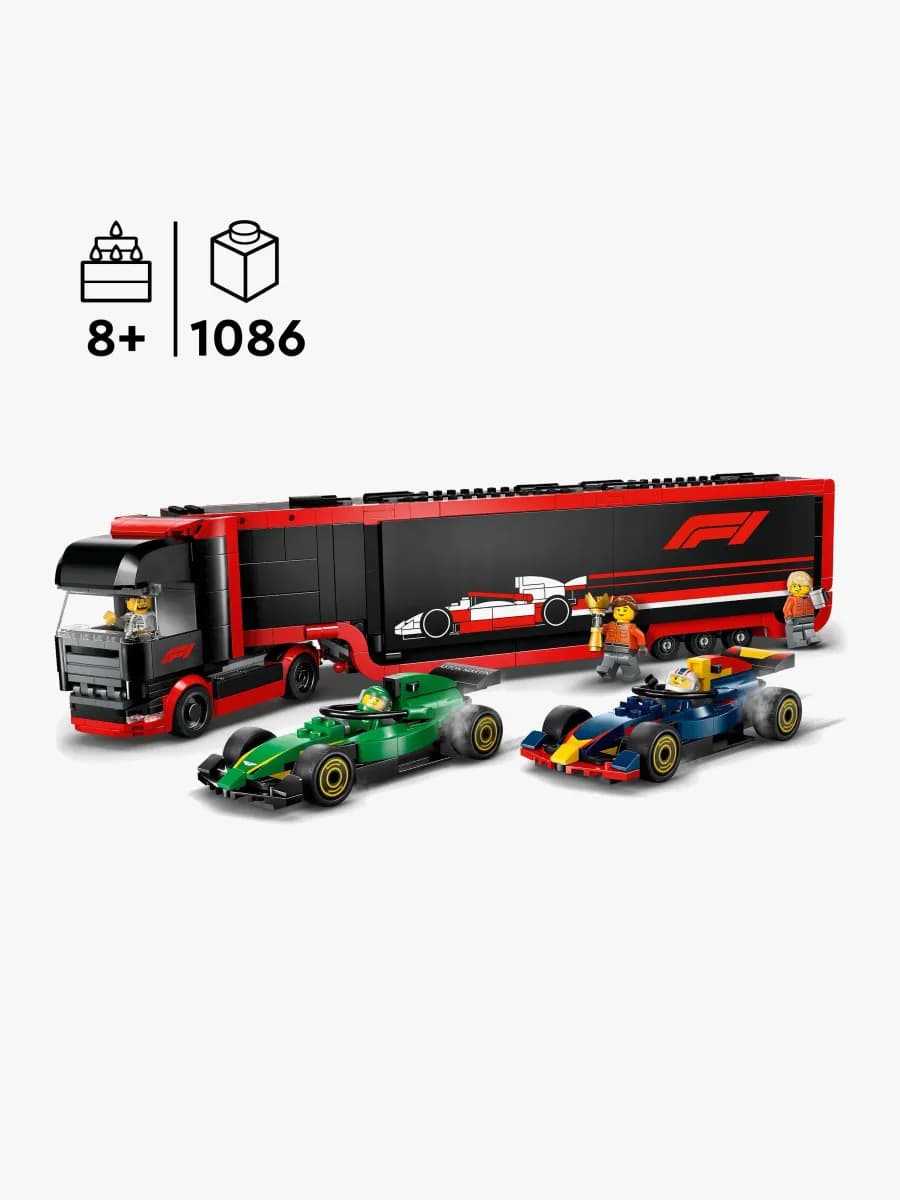 LEGO City 60445 F1 lastbil med RB20 &  AMR24 F1 bilar