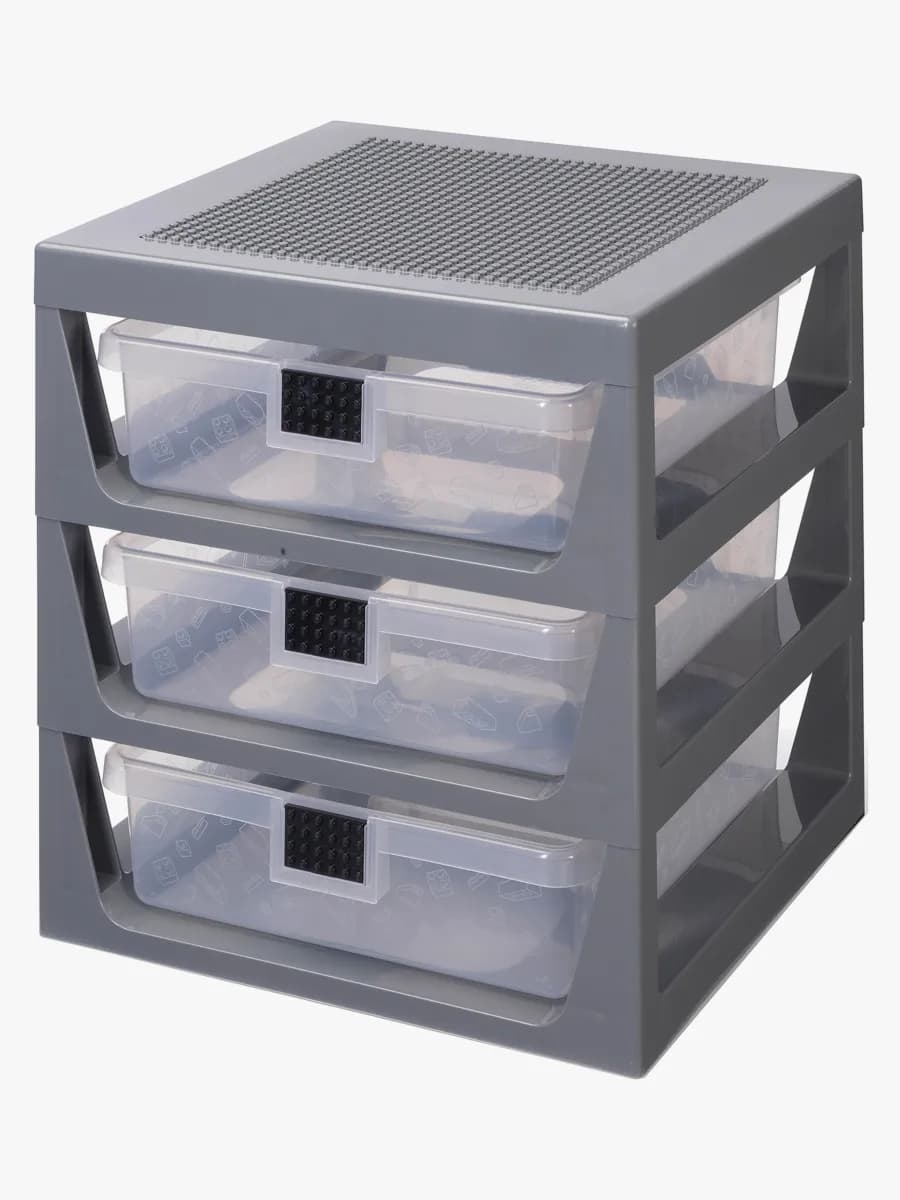 LEGO Förvaringshylla 3 Lådor, Dark Grey, Förvaring Barnrum