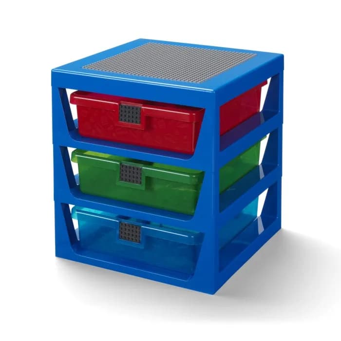 LEGO Förvaringshylla med 3 Lådor (Blue)