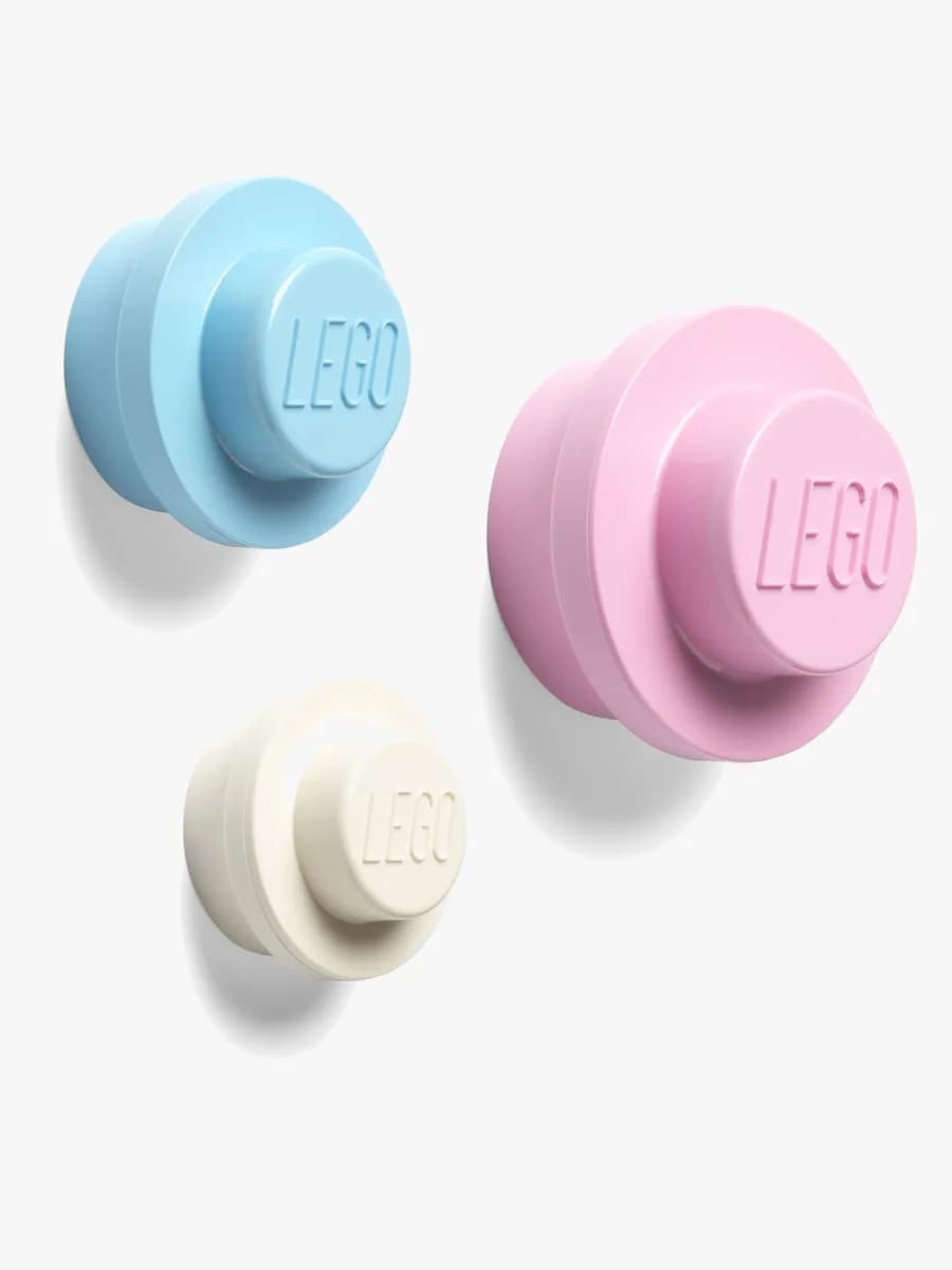 LEGO Väggkrok 3-pack, Blå/Rosa/Vit