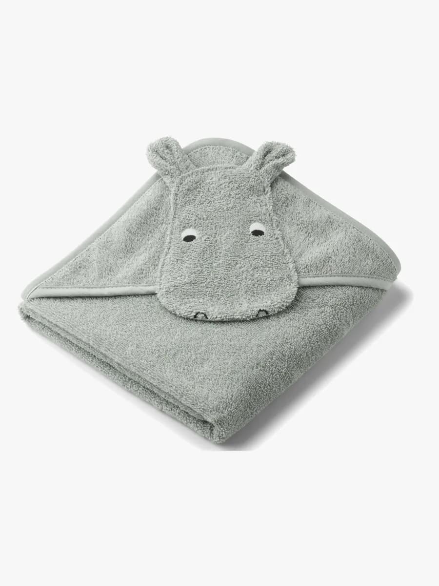LIEWOOD Albert Handduk med Huva, Hippo Dove Blue