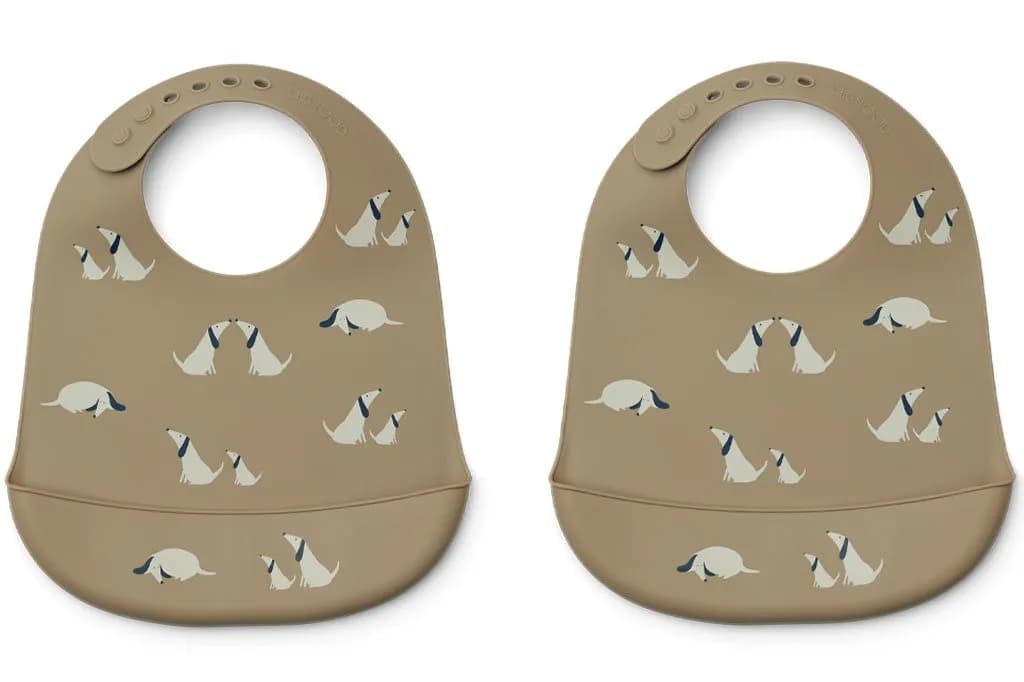 Liewood haklapp silikon Tilda 2-pack, dog/oat mix