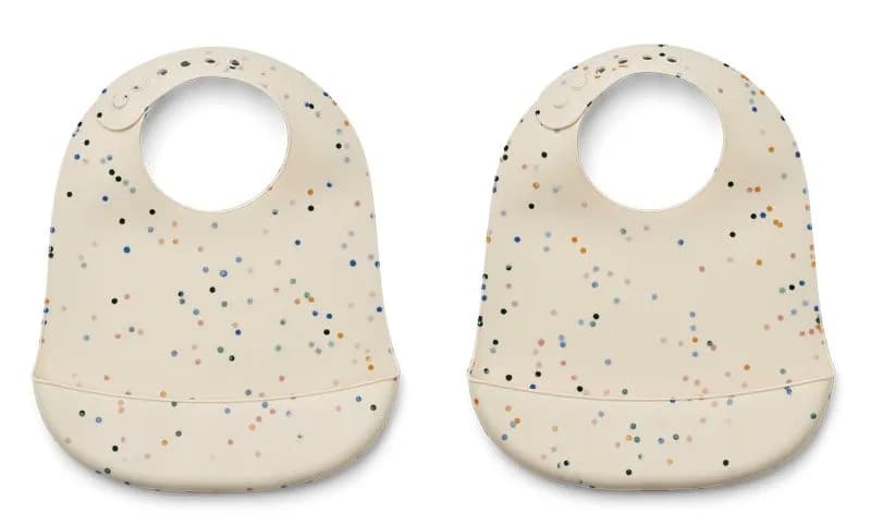Liewood haklapp silikon Tilda 2-pack, splash dots/snäckor