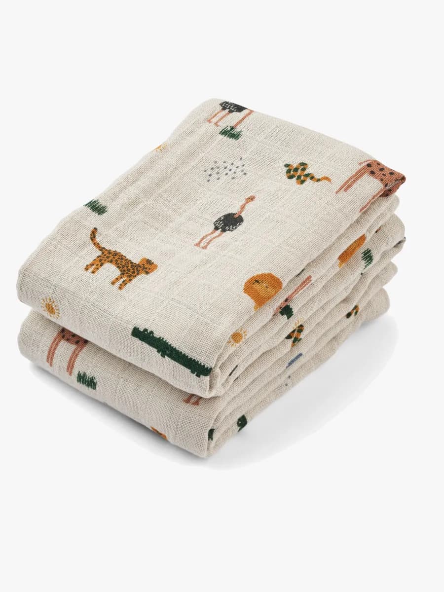 LIEWOOD Lewis Muslinfilt 2-Pack, Safari/Sandy