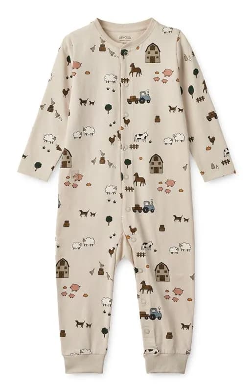 Liewood pyjamas Birk stl 62, bondgård/sand