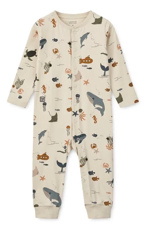 Liewood pyjamas Birk stl 62, havsdjur/sand