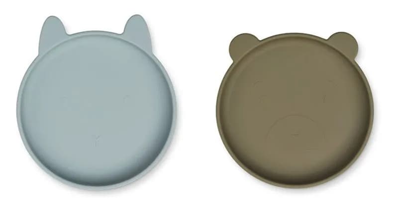Liewood silikontallrik Olivia 2-pack, blue fog/khaki mix