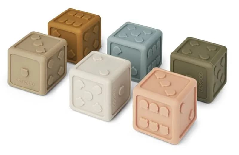 Liewood tärning Gloria naturgummi 6-pack, khaki multi mix