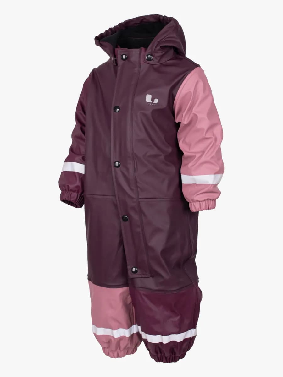 Lindberg Fagerhult Fodrad Regnoverall, Plum/Dry Rose, 80