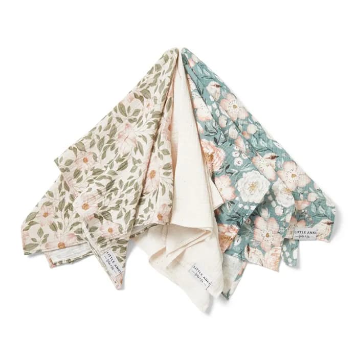 Little Anki Muslinfilt Blommor 3-pack (Multi)