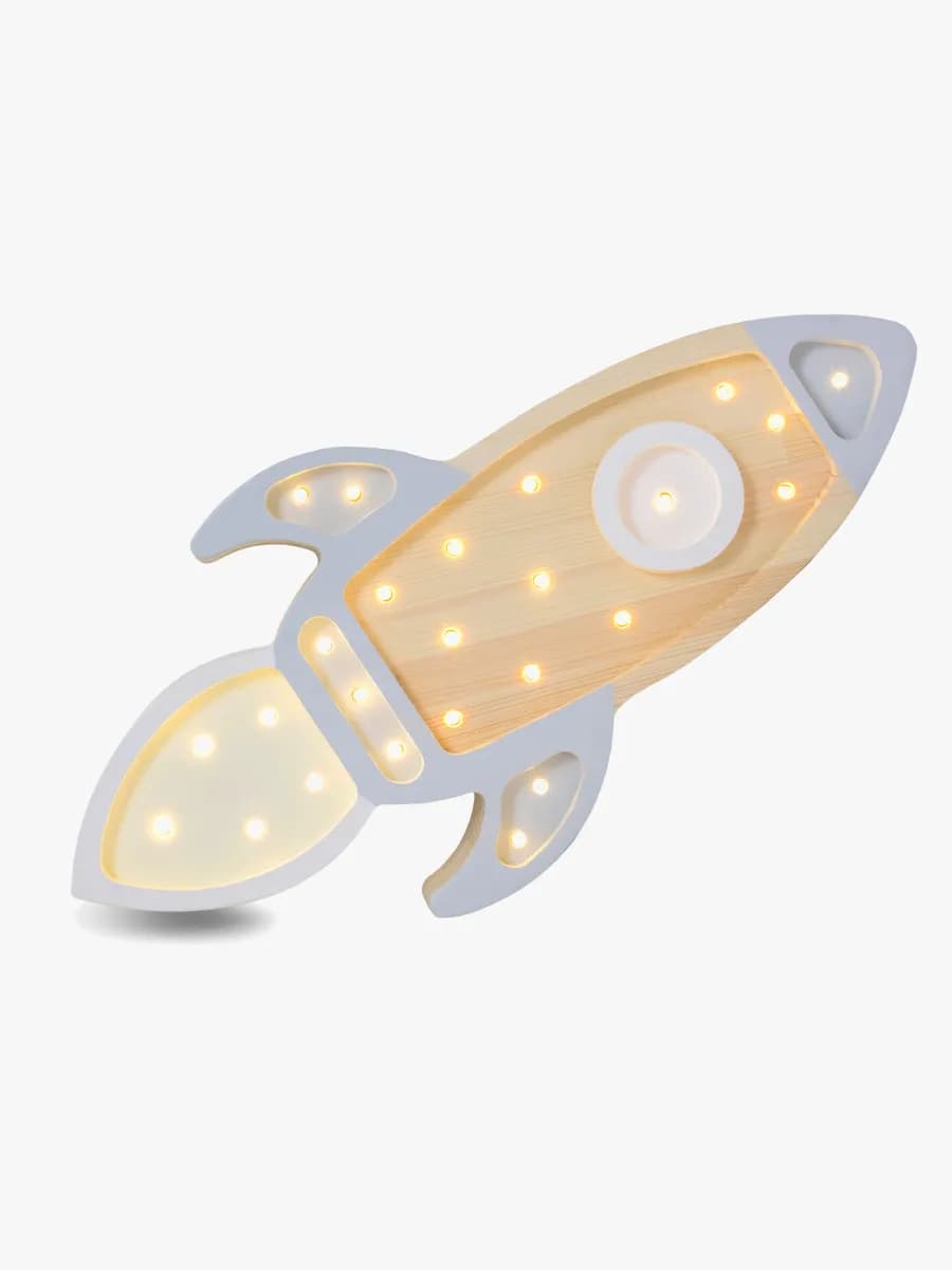 Little Lights Lampa Rymdraket, Grey Wood, Barnrum