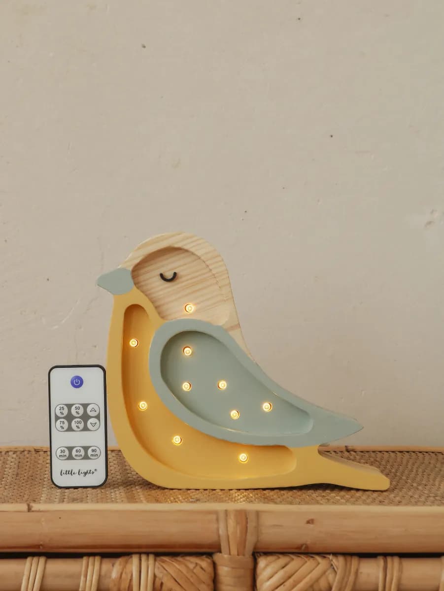 Little Lights Mini Lampa Fågel, Khaki/Light Mustard, Barnrum